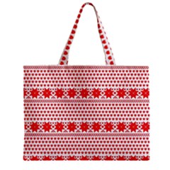 Fairisle Pattern Background Red Zipper Mini Tote Bag by Wegoenart