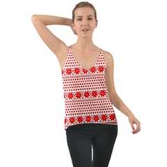 Fairisle Pattern Background Red Chiffon Cami by Wegoenart