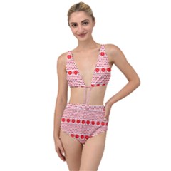 Fairisle Pattern Background Red Tied Up Two Piece Swimsuit by Wegoenart