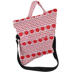 Fairisle Pattern Background Red Fold Over Handle Tote Bag