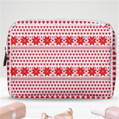 Fairisle Pattern Background Red Make Up Pouch (medium) by Wegoenart