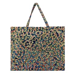 Background Cubism Mosaic Vintage Zipper Large Tote Bag by Wegoenart