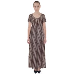 Woven Rope Texture Textures Rope High Waist Short Sleeve Maxi Dress by Wegoenart