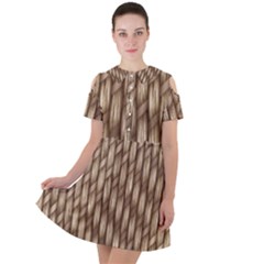 Woven Rope Texture Textures Rope Short Sleeve Shoulder Cut Out Dress  by Wegoenart