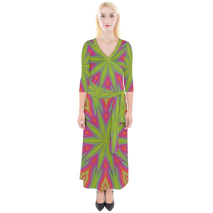 Abstract Art Abstract Background Quarter Sleeve Wrap Maxi Dress