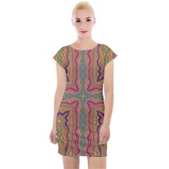 Abstract Design Abstract Art Orange Cap Sleeve Bodycon Dress