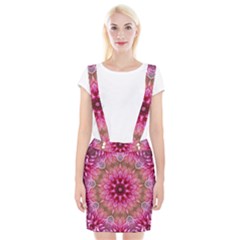 Flower Mandala Art Pink Abstract Braces Suspender Skirt by Wegoenart