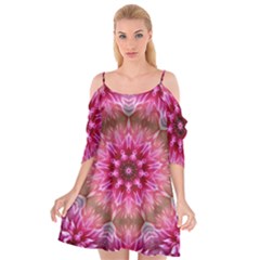 Flower Mandala Art Pink Abstract Cutout Spaghetti Strap Chiffon Dress by Wegoenart