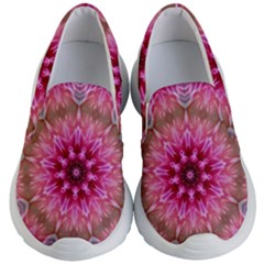 Flower Mandala Art Pink Abstract Kid s Lightweight Slip Ons by Wegoenart