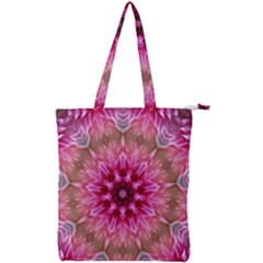 Flower Mandala Art Pink Abstract Double Zip Up Tote Bag