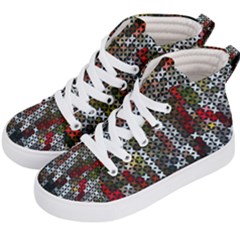 Christmas Cross Stitch Background Kid s Hi-top Skate Sneakers by Wegoenart