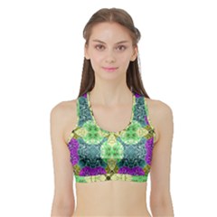 Flower Design Design Artistic Sports Bra With Border by Wegoenart