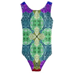 Flower Design Design Artistic Kids  Cut-out Back One Piece Swimsuit