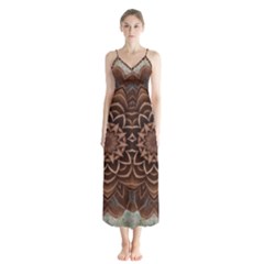 Abstract Art Texture Mandala Button Up Chiffon Maxi Dress