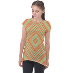 Geometric Art Abstract Background Cap Sleeve High Low Top