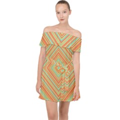 Geometric Art Abstract Background Off Shoulder Chiffon Dress