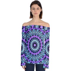 Abstract Art Background Off Shoulder Long Sleeve Top