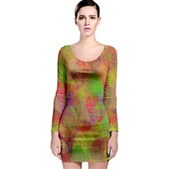 Easter Egg Colorful Texture Long Sleeve Bodycon Dress by Wegoenart