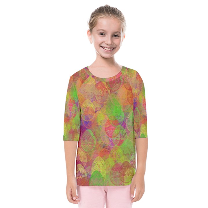 Easter Egg Colorful Texture Kids  Quarter Sleeve Raglan Tee