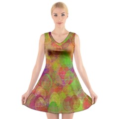 Easter Egg Colorful Texture V-neck Sleeveless Dress