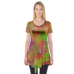 Easter Egg Colorful Texture Short Sleeve Tunic  by Wegoenart