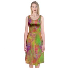 Easter Egg Colorful Texture Midi Sleeveless Dress by Wegoenart