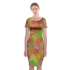 Easter Egg Colorful Texture Classic Short Sleeve Midi Dress by Wegoenart