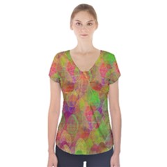 Easter Egg Colorful Texture Short Sleeve Front Detail Top by Wegoenart