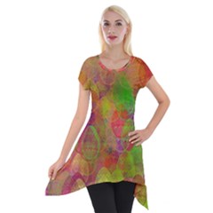 Easter Egg Colorful Texture Short Sleeve Side Drop Tunic by Wegoenart