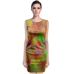 Easter Egg Colorful Texture Sleeveless Velvet Midi Dress by Wegoenart