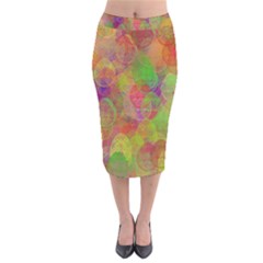 Easter Egg Colorful Texture Velvet Midi Pencil Skirt by Wegoenart