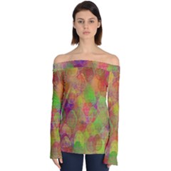 Easter Egg Colorful Texture Off Shoulder Long Sleeve Top