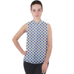 Star Background Backdrop Blue Mock Neck Chiffon Sleeveless Top