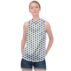 Star Background Backdrop Blue High Neck Satin Top