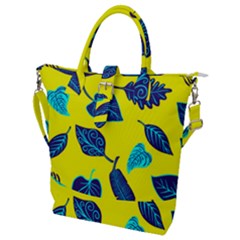 Leaves Pattern Picture Detail Buckle Top Tote Bag