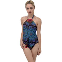 Abstract Art Blue Orange Go With The Flow One Piece Swimsuit