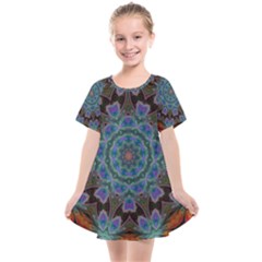 Abstract Art Blue Orange Kids  Smock Dress by Wegoenart