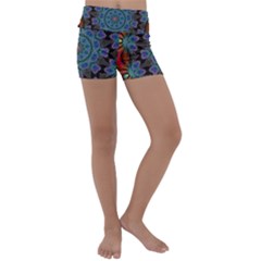 Abstract Art Blue Orange Kids  Lightweight Velour Yoga Shorts