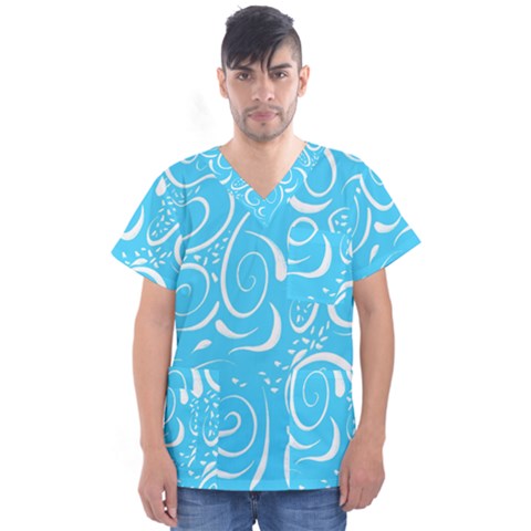 Scribble Reason Design Pattern Men s V-neck Scrub Top by Wegoenart