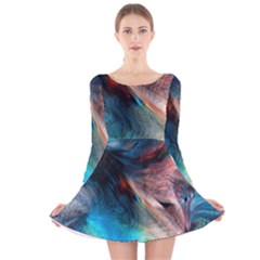 Background Art Abstract Watercolor Long Sleeve Velvet Skater Dress by Wegoenart