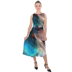 Background Art Abstract Watercolor Midi Tie-back Chiffon Dress by Wegoenart