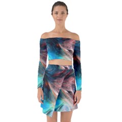 Background Art Abstract Watercolor Off Shoulder Top With Skirt Set by Wegoenart