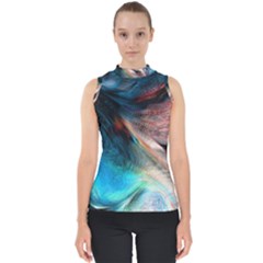 Background Art Abstract Watercolor Mock Neck Shell Top by Wegoenart