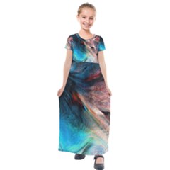 Background Art Abstract Watercolor Kids  Short Sleeve Maxi Dress by Wegoenart