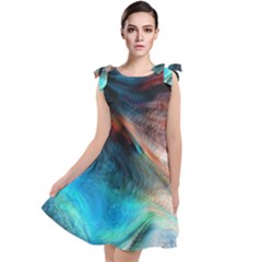 Background Art Abstract Watercolor Tie Up Tunic Dress