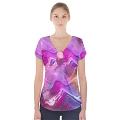 Background Art Abstract Watercolor Short Sleeve Front Detail Top by Wegoenart