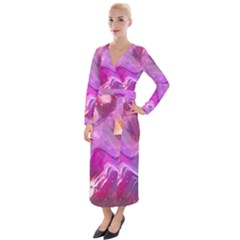 Background Art Abstract Watercolor Velvet Maxi Wrap Dress