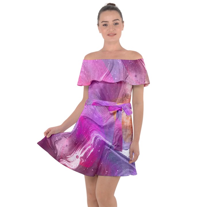 Background Art Abstract Watercolor Off Shoulder Velour Dress