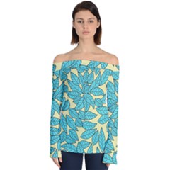 Leaves Dried Leaves Stamping Off Shoulder Long Sleeve Top by Wegoenart