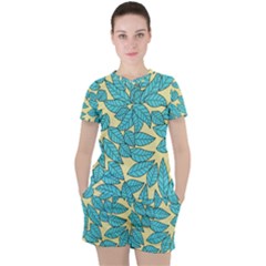 Leaves Dried Leaves Stamping Women s Tee And Shorts Set